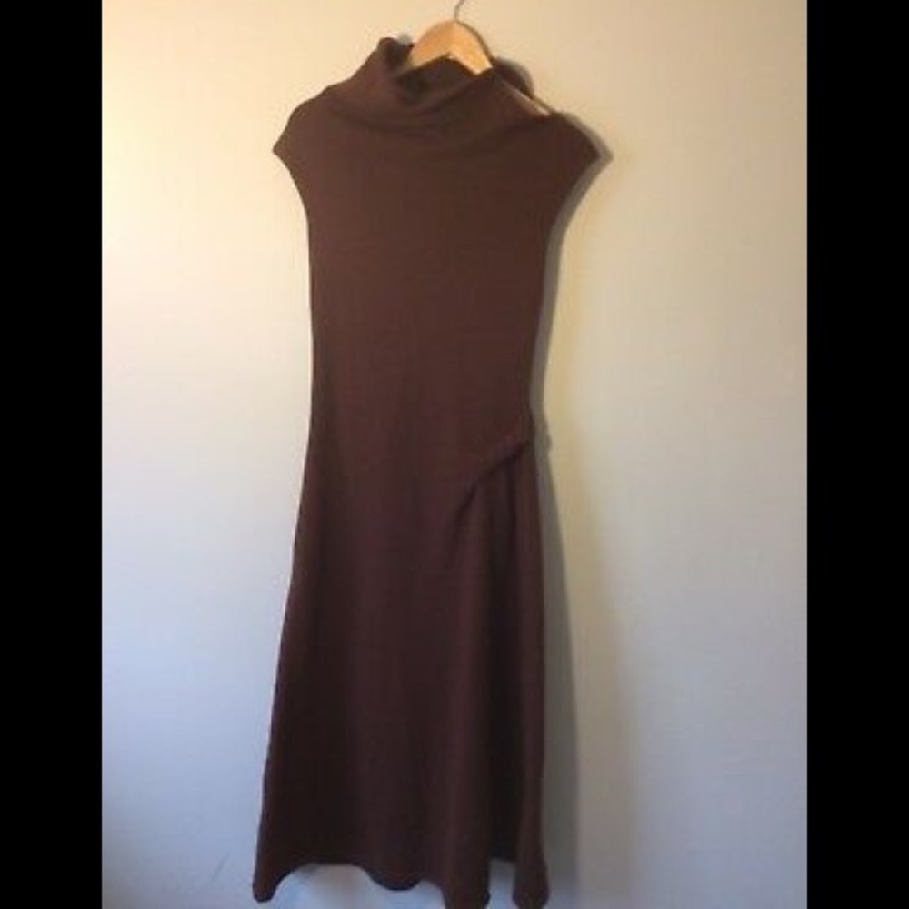 Yohji Yamamoto Dress Brown Draped Sweater Midi EUC